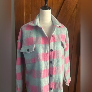 Plaid Pink and Blue Women's Jacket